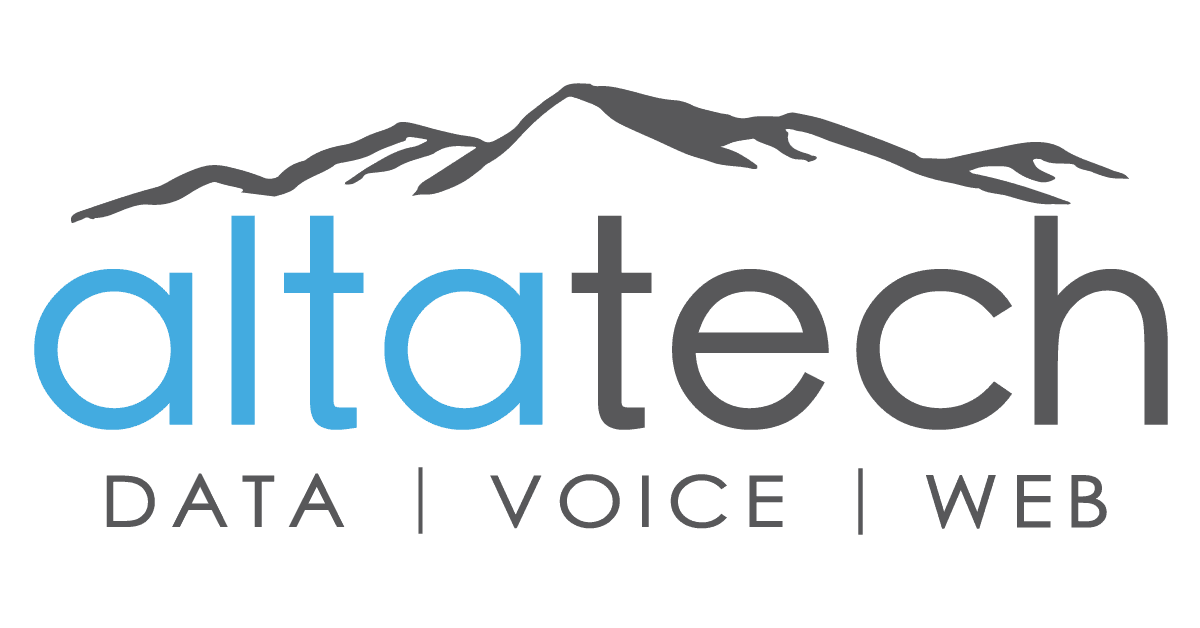 altatech logo with mountain silhouette and data voice web text