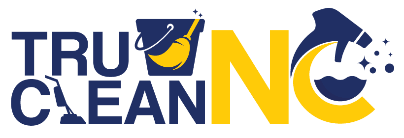 tru clean nc logo with broom and paw print